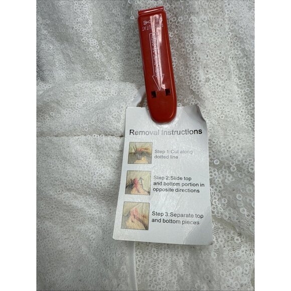 Mac Duggal Size 0 White 70162 One Shoulder Sequin Midi Cocktail Dress Wedding - Picture 10 of 10